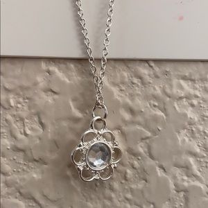 Beautiful light blue silver flower necklace